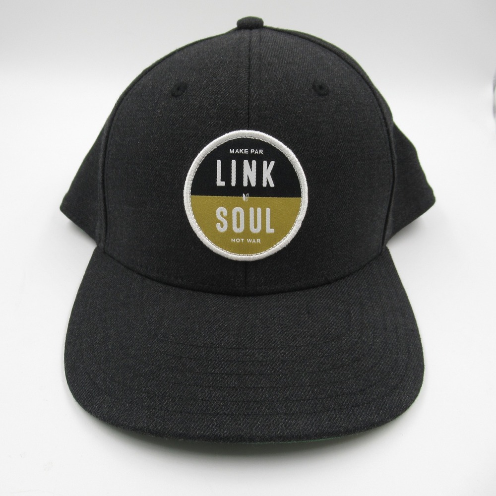 Linksoul Hat Men OSFA Black Wool Blend Snapback Patch Logo